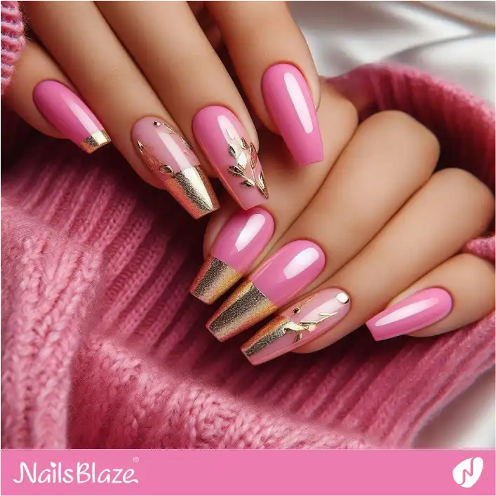 Gold Foil French Mani | Foil Nails - NB4090